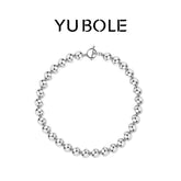 Pure Platinum Polished Round Bead Necklace