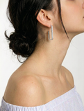 Platinum Pave Diamond Open Rectangular Hoop Earrings