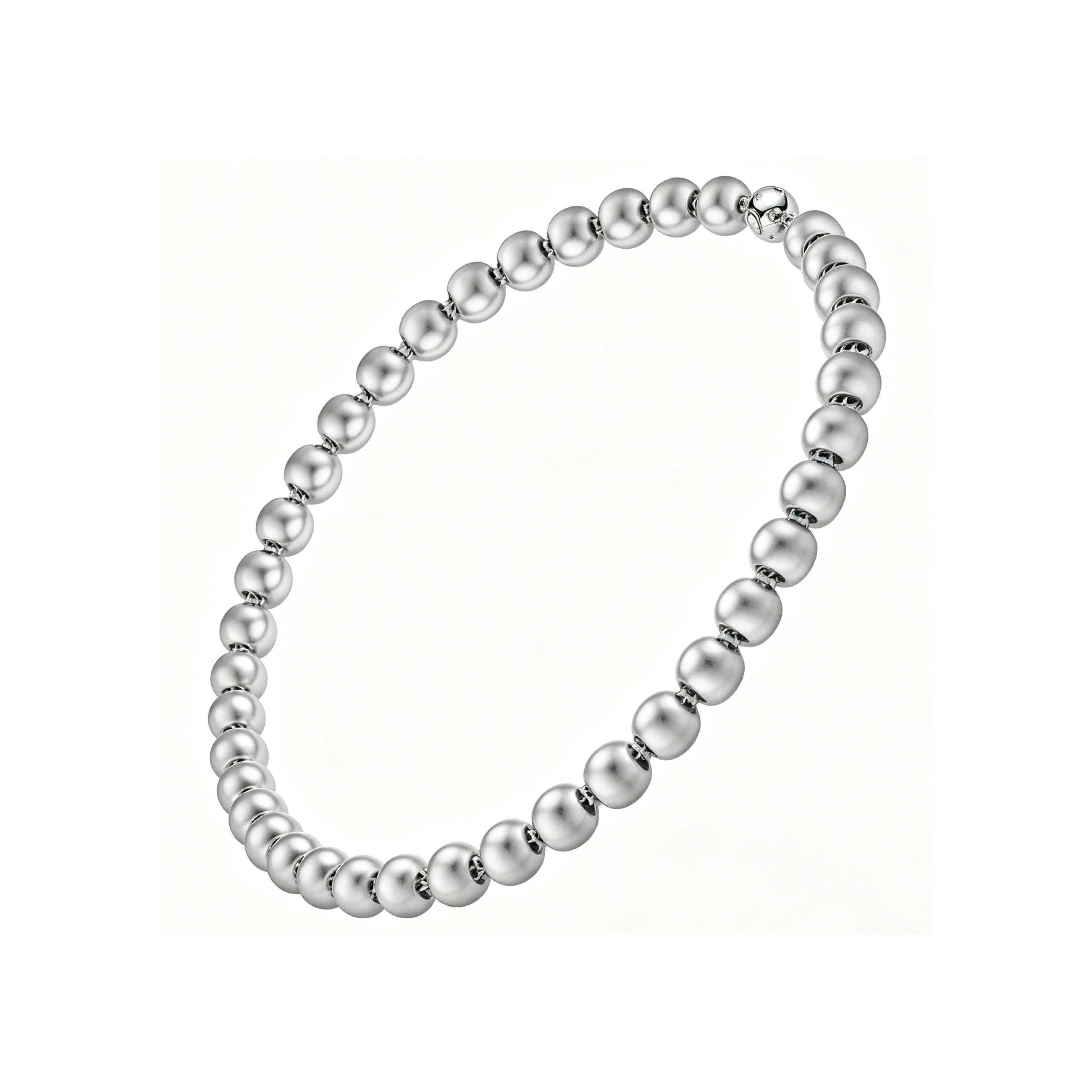 Pure Platinum Matte Round Bead Necklace