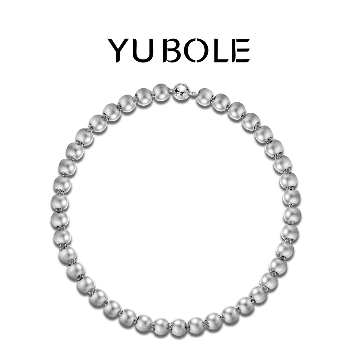 Pure Platinum Matte Round Bead Necklace
