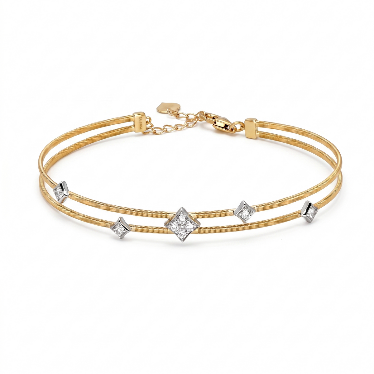 Italian Double-strand Coil Diamond Bracelet