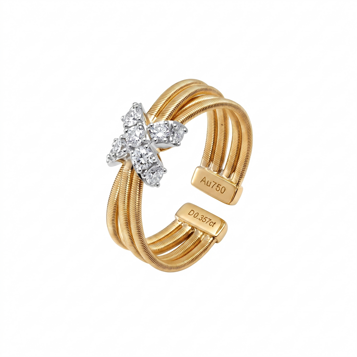 Italian Coil X Diamond Ring