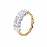 Two-tone Gold Emerald-Cut Diamond Ring, Quilted Band