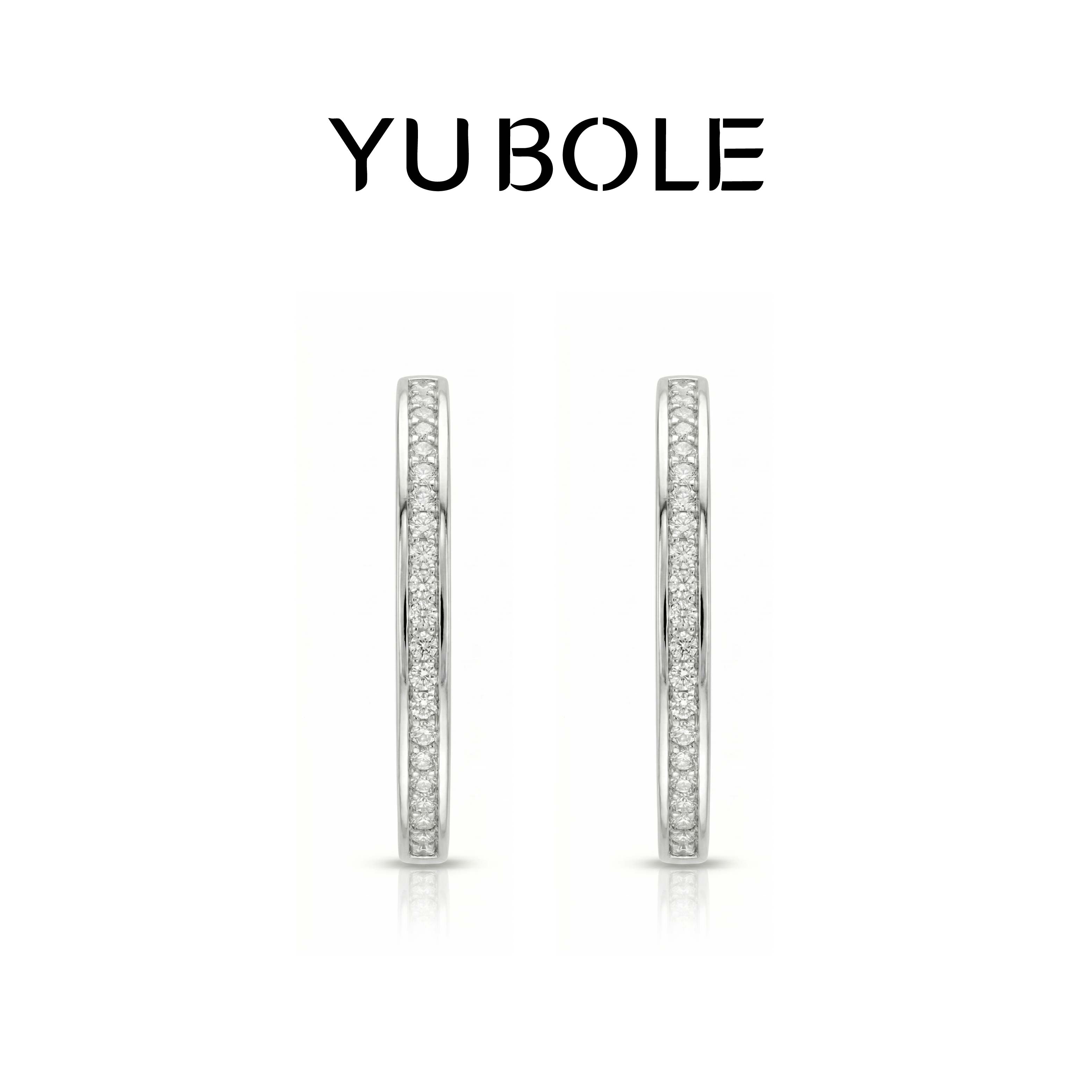 Star Arc C-Shape Diamond Platinum Hoop Earrings
