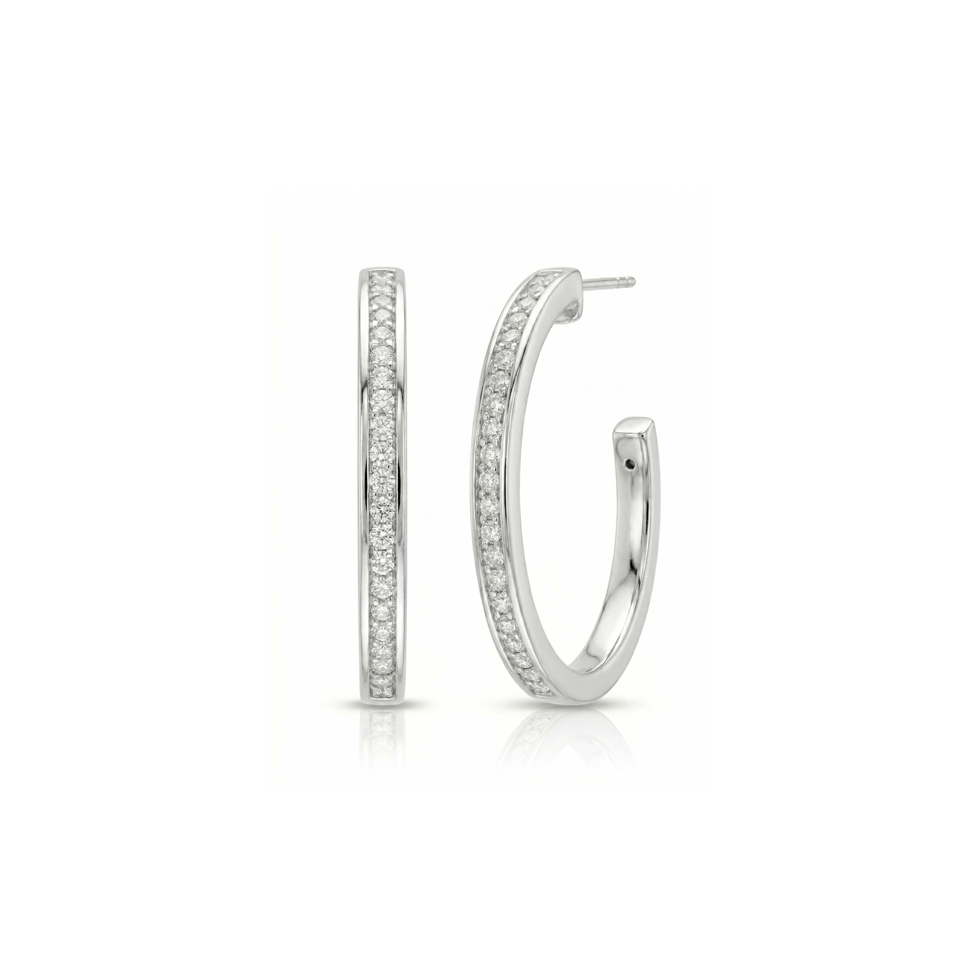 Star Arc C-Shape Diamond Platinum Hoop Earrings