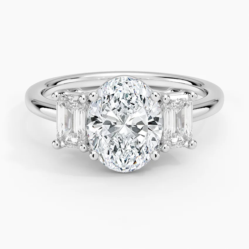 Luxe Rhiannon Three Stone Diamond Ring (3/4 ct. tw.) in 14K White Gold